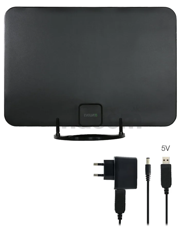 EVOLVEO Xany 2A, 230/5V, aktívna izbová anténa FM/DAB+/DVB-T2, filter LTE,4G,5G