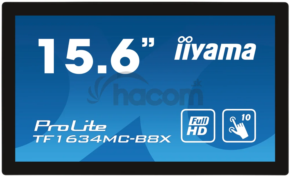 15,6" iiyama TF1634MC-B8X: IPS, FullHD, capacitive, 10P, 450cd/m2, VGA, DP, HDMI, IP65, čierny