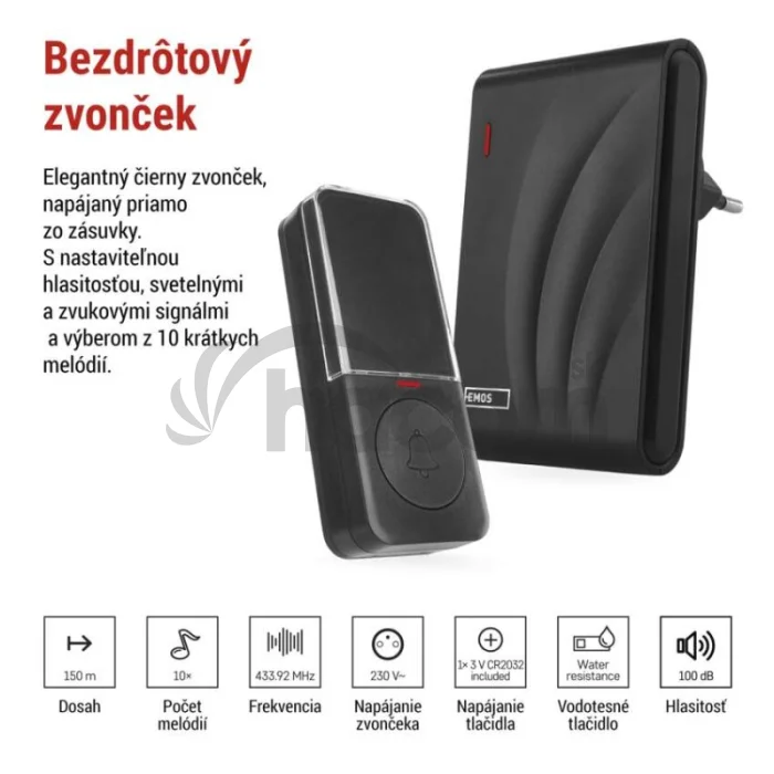 Domový bezdrôtový zvonček P5727N do zásuvky