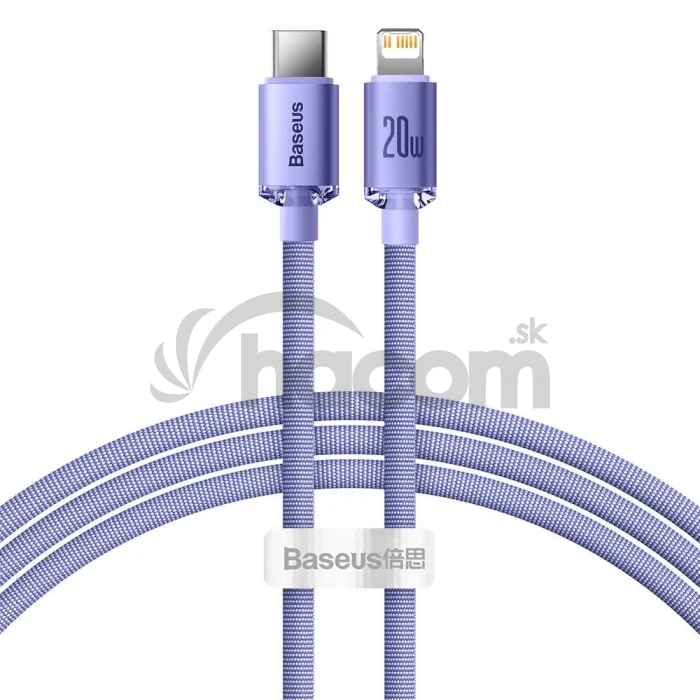 Baseus CAJY000205 Crystal Shine Series Dátový Kábel USB-C - Lightning 20W 1,2m Purple