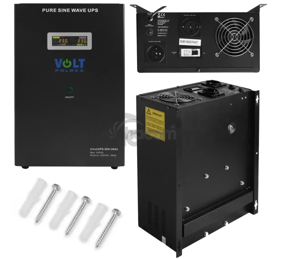 Záložný zdroj UPS VOLT Sinus UPS 500 + AKU 26AH, 500VA 300W, čistý sínus, nastenný