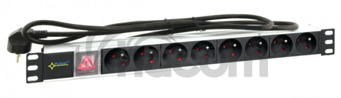 Lišta napájania 230VAC - 8 zásuviek/typ E do RAC-Predná montáž 19" x 1U x 45 mm