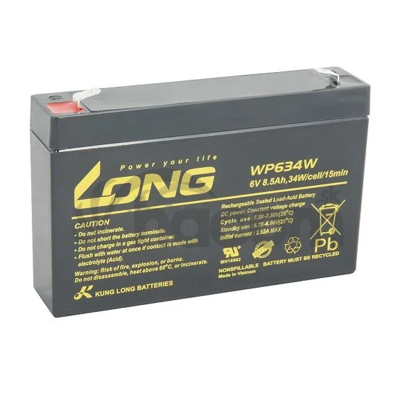 Long 6V 8,5Ah olovený akumulátor HighRate F2