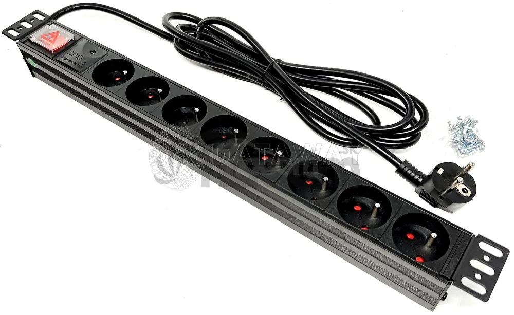 DATAWAY PDU Prepäťová ochrana 8x 230V, 1U, 19", M6, 3m