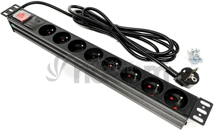 DATAWAY PDU Prepäťová ochrana 8x 230V, 1U, 19", M6, 3m