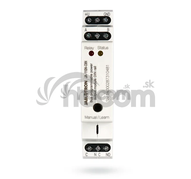 Jablotron JA-110N-DIN Zbernicový výkonový modul výstupov PG na DIN
