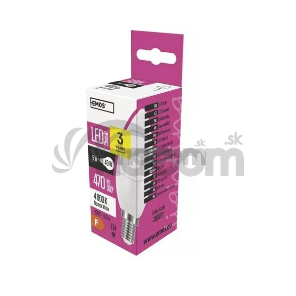 Emos LED žiarovka Classic Candle 5W E14 neutrálna biela ZQ3221