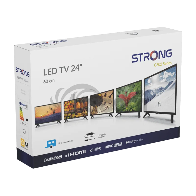 24" STRONG SRT24HC3023, čierna / 1366 x 768 / LED / HDMI / USB / SCART / VGA