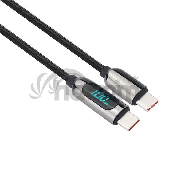 Solight USB-C kábel s displejom, USB-C konektor - USB-C konektor, 100W, 1m