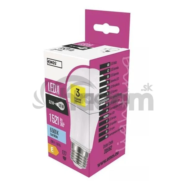 EMOS LED žiarovky CLASSIC A60 13,2W E27 studená biela ZQ5162
