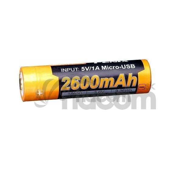 Nabíjacia batéria 18650 Fenix 2600mAh 3,6V Li-Ion - s elektronickou ochranou a micro-USB konektorom