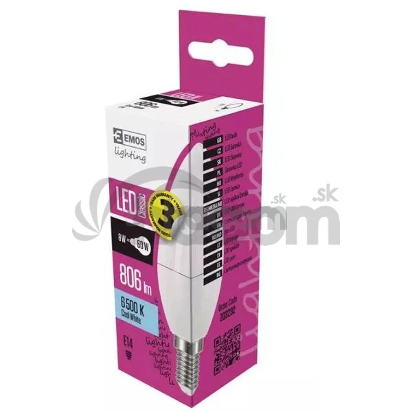 LED žiarovka Classic Candle 8W E14 studená biela