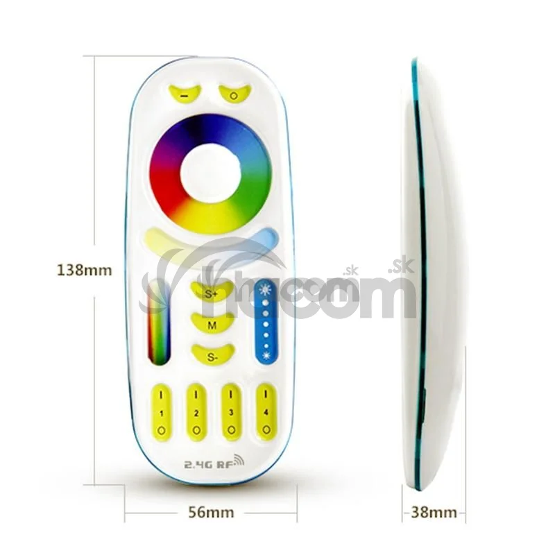 Mi-light LED stmievač diaľkový ovládač RF, RGB+W+W led pásy (dotykový)
