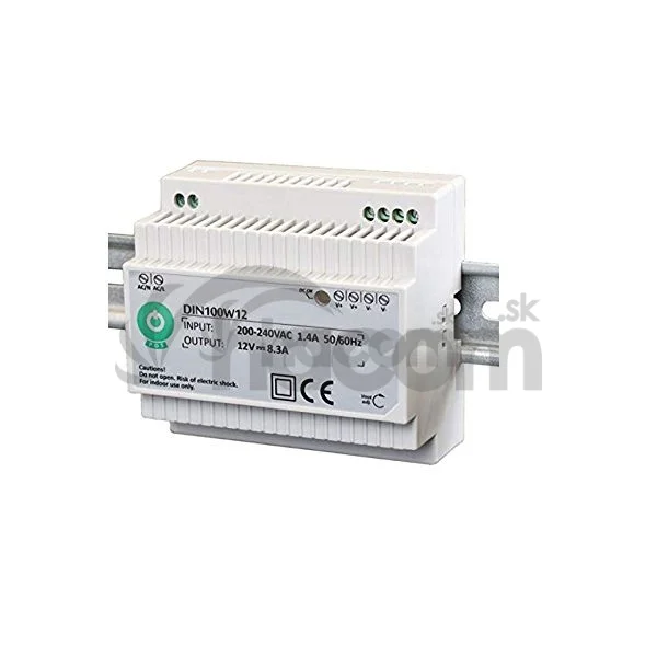 POS Napájací zdroj na DIN lištu 12V/8.3A 100W DIN100W12