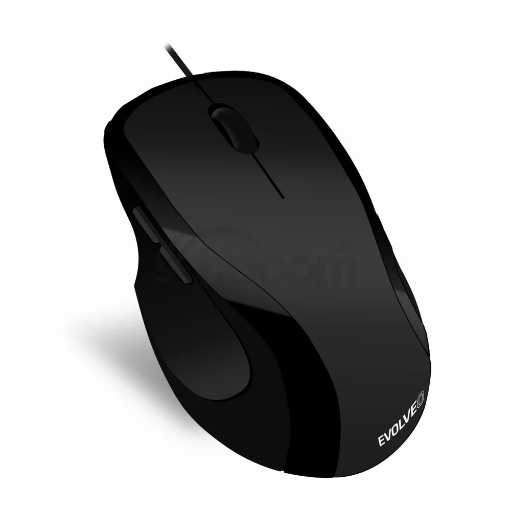 EVOLVEO ML-507B/Ergonomická/Laserová/Pre pravákov/1 600 DPI/Drôtová USB/Čierna