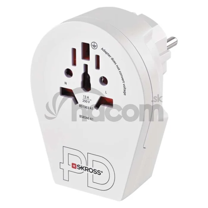 Cestovný univerzálny adaptér pre cudzincov do strednej Európy, 1×USB-C, 1×USB-A