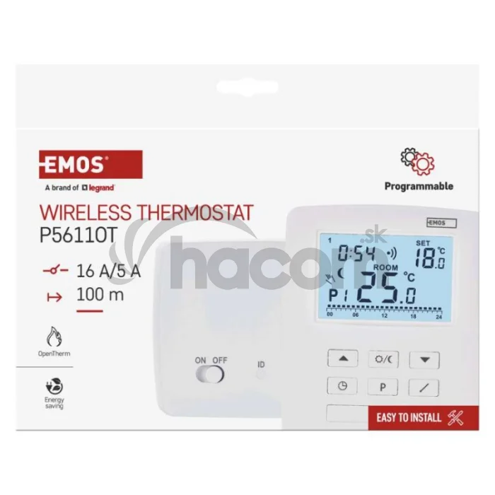 Izbový programovateľný bezdrôtový OpenTherm termostat P5611OT