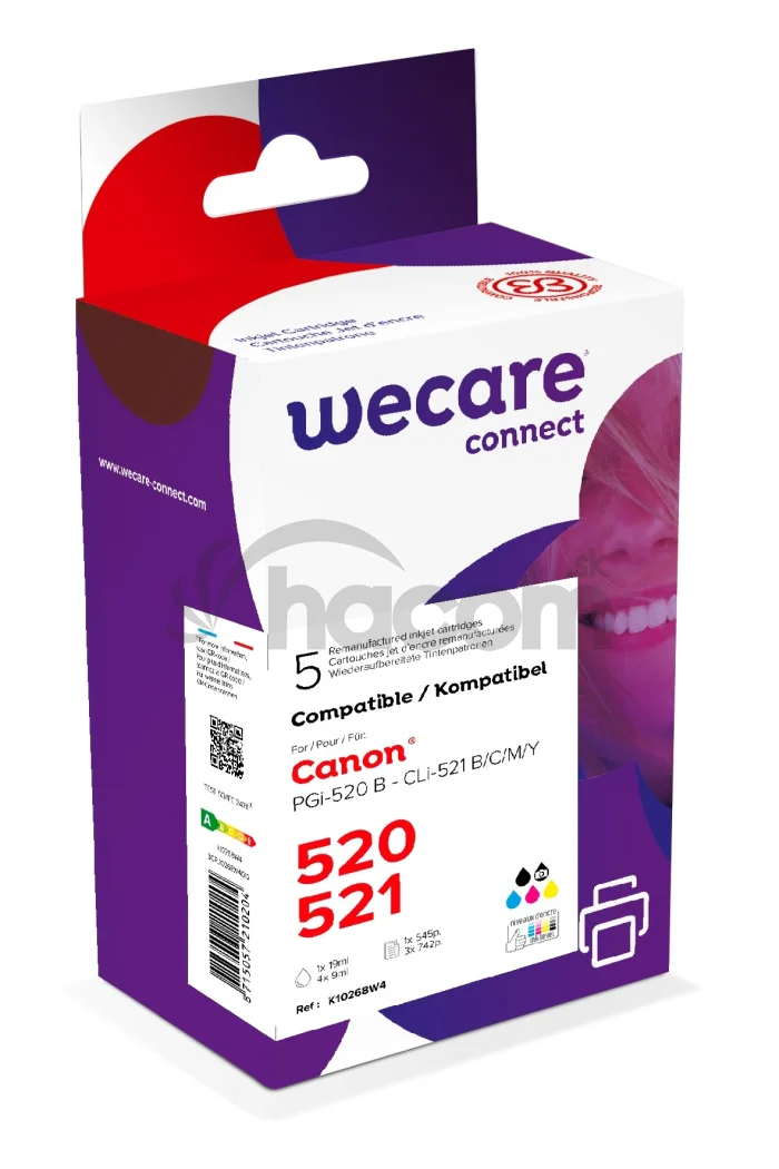 WECARE ARMOR ink sada kompatibilná s Canon PGI-520, CLI-521, PBCMY