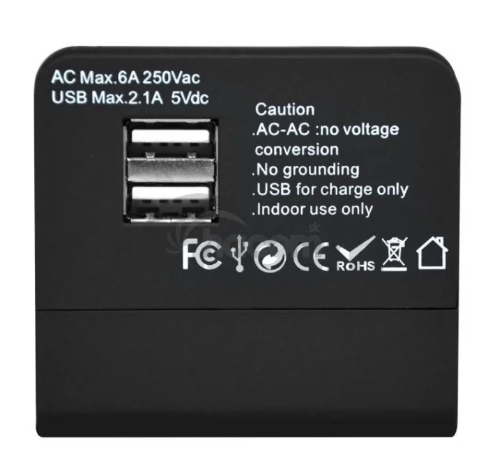 Sandberg cestovný adaptér 4v1 + 2x USB nabíjanie