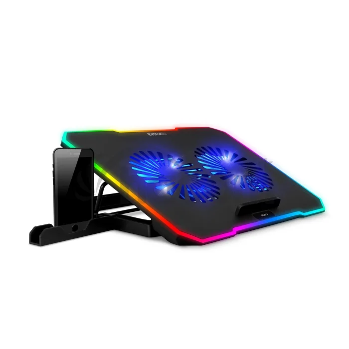 EVOLVEO CoolPro, chladiaca podložka pod notebook, 2x ventilátor, RGB podsvietenie, čierna