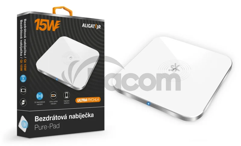 ALIGATOR bezdrôtová nabíjačka Aligator Pure-Pad 15W, biela
