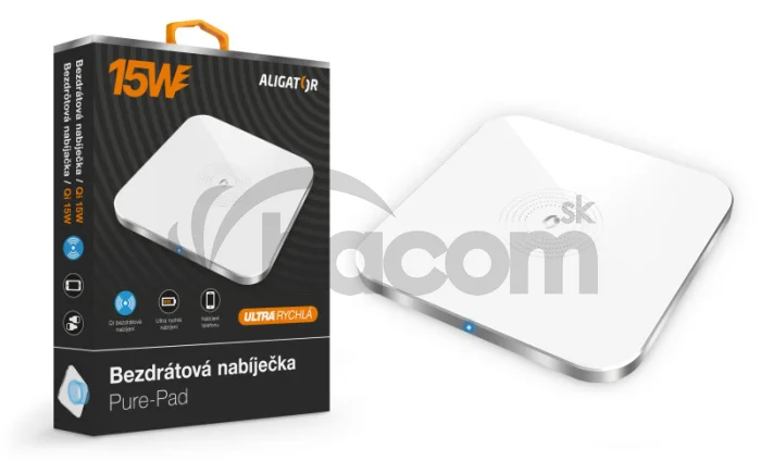 ALIGATOR bezdrôtová nabíjačka Aligator Pure-Pad 15W, biela