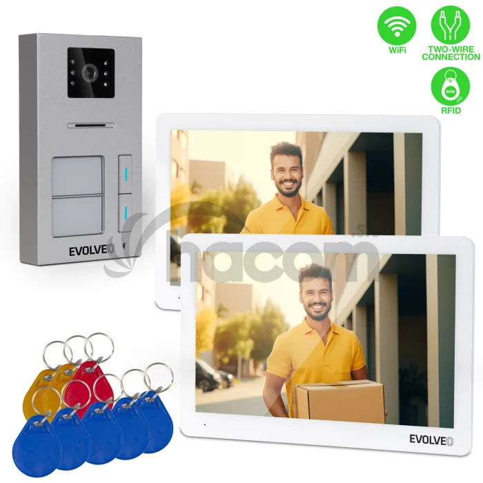 EVOLVEO DoorPhone 20-2W - 2 drôtový videotelefón s aplikáciou pre dve domácnosti a 32GB pamäťou