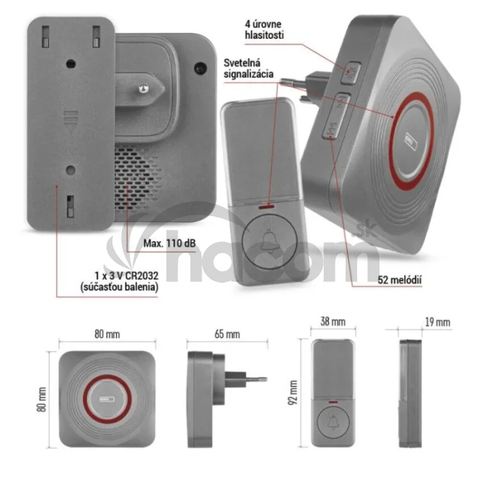 GoSmart Domový bezdrôtový zvonček P5735SS do zásuvky s WiFi
