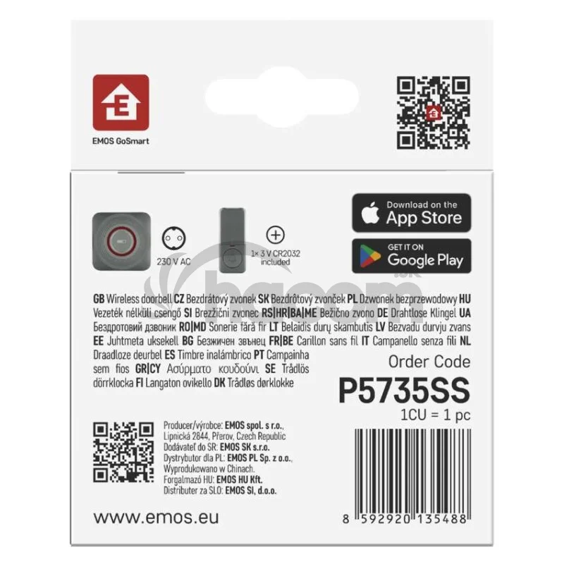 GoSmart Domový bezdrôtový zvonček P5735SS do zásuvky s WiFi