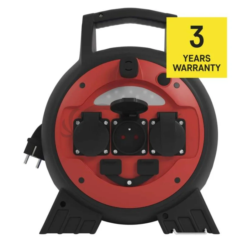 Špeciálny predlžovací kábel na bubne 20 m / 3 zásuvky / PVC / 230 V / 1,5 mm2