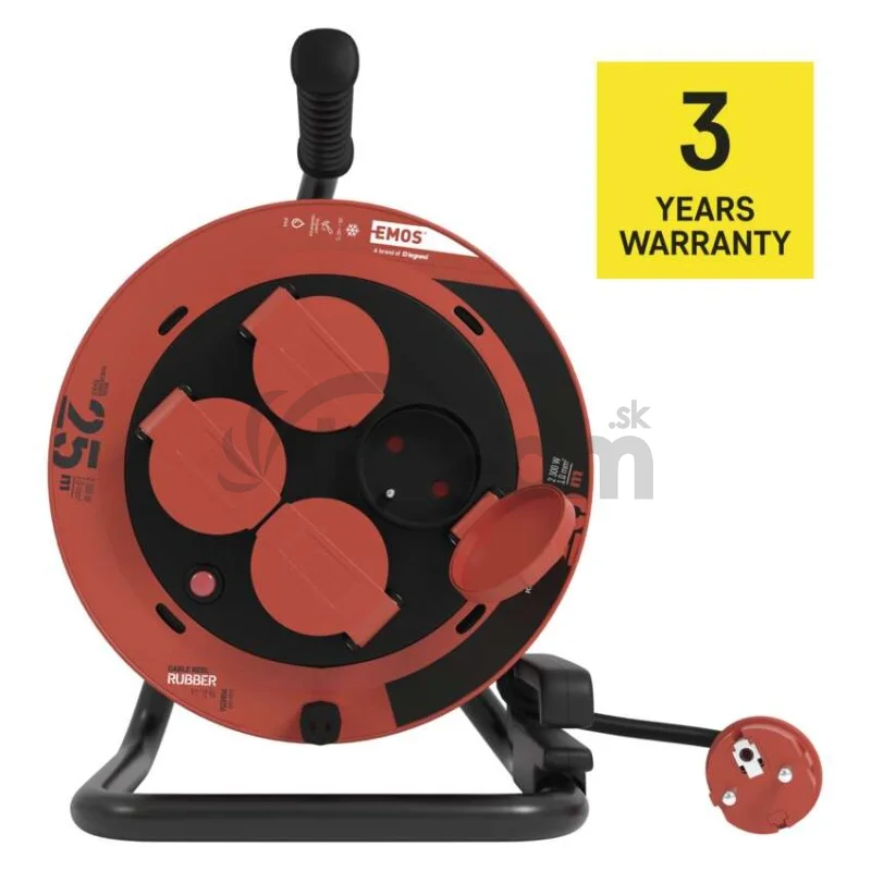 Vonkajší predlžovací kábel na bubne 25 m / 4 zásuvky / guma / 230 V / 1,0 mm2 / IP44