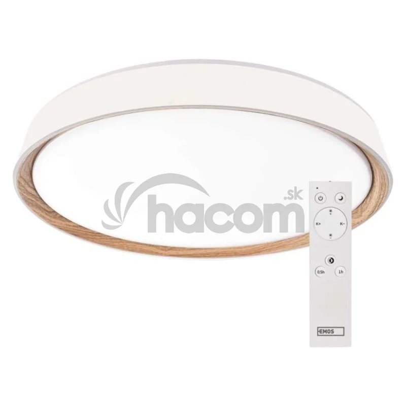 LED nástenné svietidlo ILVI, kruhové 45 W, stmievateľné so zmenou CCT, biela + drevo