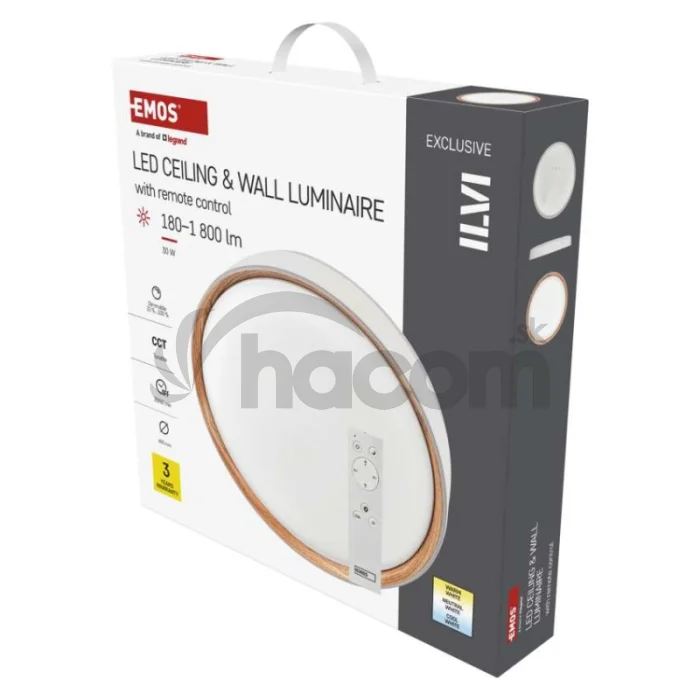 LED nástenné svietidlo ILVI, kruhové, 30 W, stmievateľné so zmenou CCT, biela + drevo