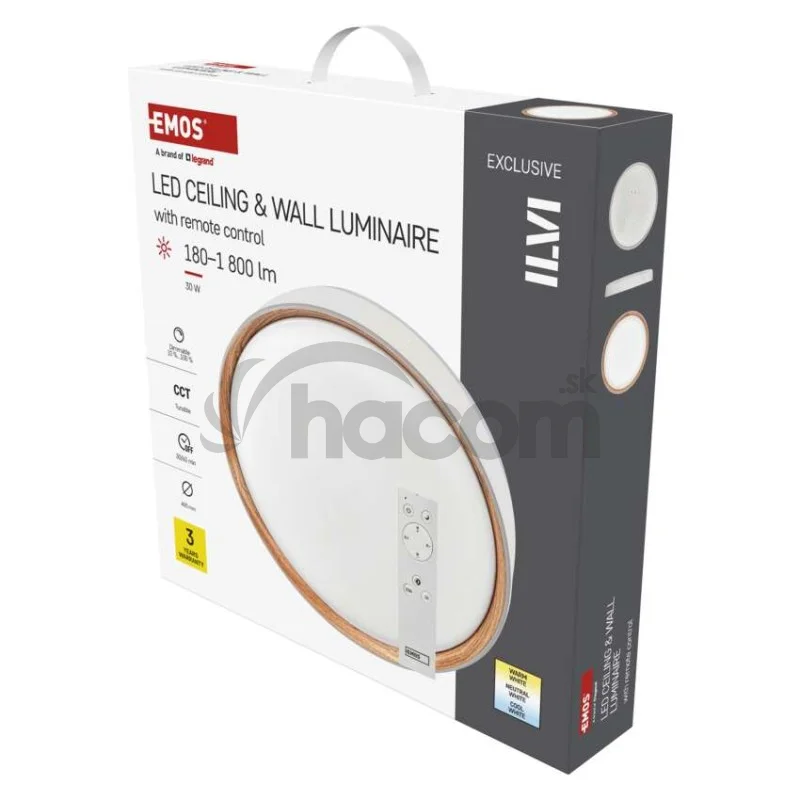 LED nástenné svietidlo ILVI, kruhové, 30 W, stmievateľné so zmenou CCT, biela + drevo