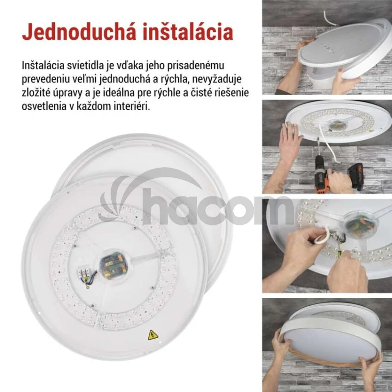 LED nástenné svietidlo ILVI, kruhové, 30 W, stmievateľné so zmenou CCT, biela + drevo