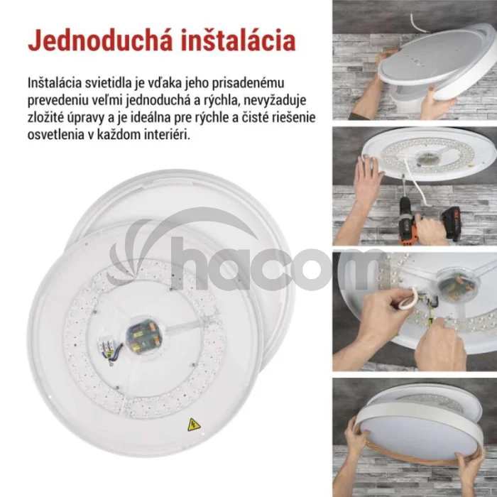 LED nástenné svietidlo ILVI, kruhové, 30 W, stmievateľné so zmenou CCT, biela + drevo