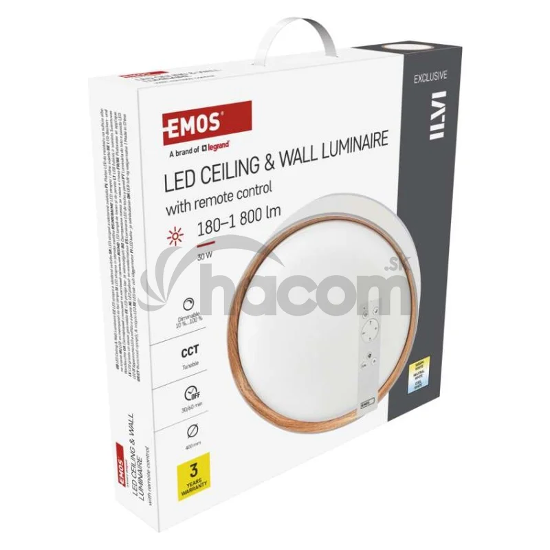 LED nástenné svietidlo ILVI, kruhové, 30 W, stmievateľné so zmenou CCT, biela + drevo
