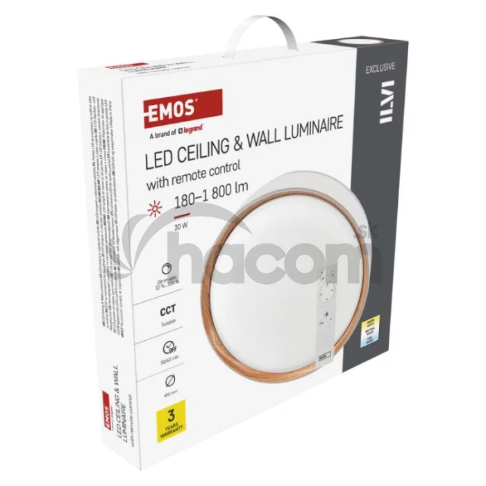 LED nástenné svietidlo ILVI, kruhové, 30 W, stmievateľné so zmenou CCT, biela + drevo