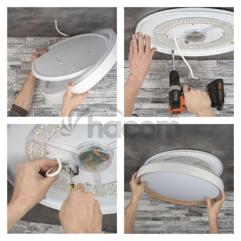 LED nástenné svietidlo ILVI, kruhové, 30 W, stmievateľné so zmenou CCT, biela + drevo