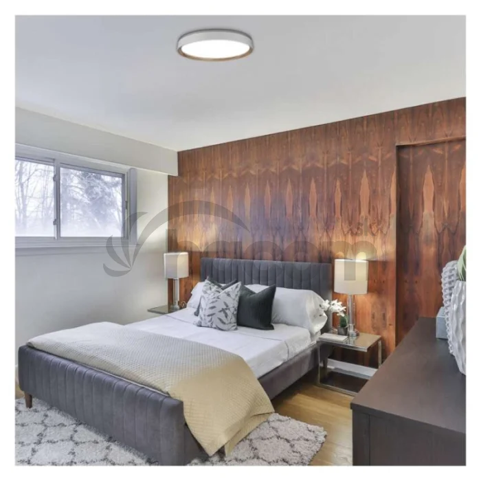 LED nástenné svietidlo ILVI, kruhové 45 W, stmievateľné so zmenou CCT, biela + drevo