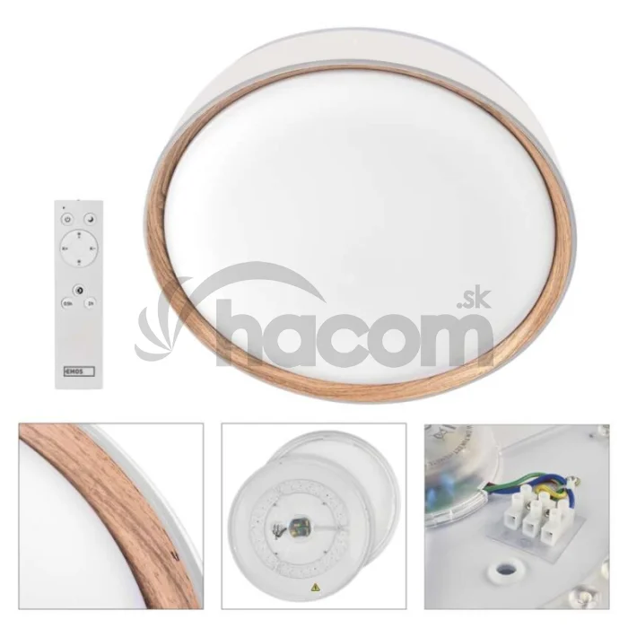 LED nástenné svietidlo ILVI, kruhové 45 W, stmievateľné so zmenou CCT, biela + drevo