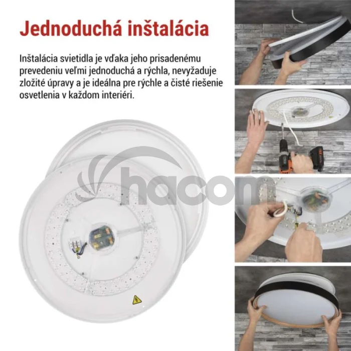 LED nástenné svietidlo ILVI, kruhové 30 W, stmievanie + CCT, čierna + drevo