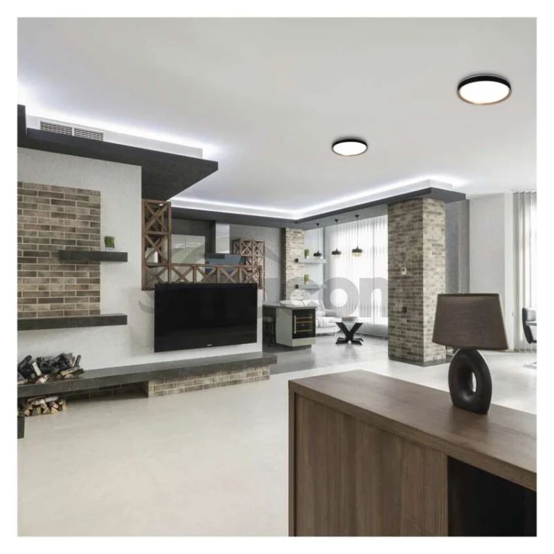 LED nástenné svietidlo ILVI, kruhové 30 W, stmievanie + CCT, čierna + drevo