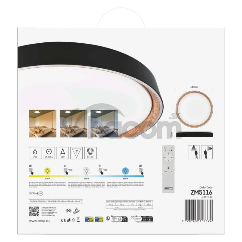 LED nástenné svietidlo ILVI, kruhové 30 W, stmievanie + CCT, čierna + drevo