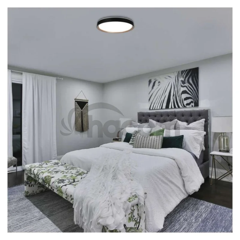 LED nástenné svietidlo ILVI, kruhové 45 W, stmievanie + CCT, čierna + drevo