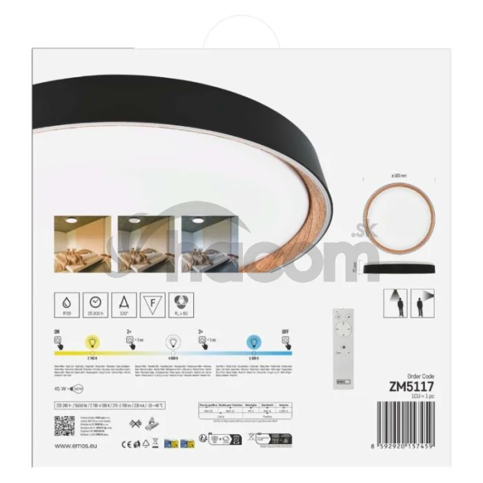 LED nástenné svietidlo ILVI, kruhové 45 W, stmievanie + CCT, čierna + drevo
