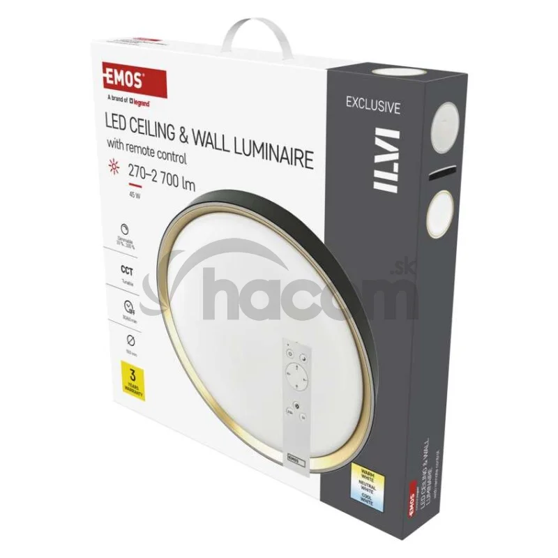 LED nástenné svietidlo ILVI, kruhové 45 W, stmievanie + CCT, čierna + šampanská