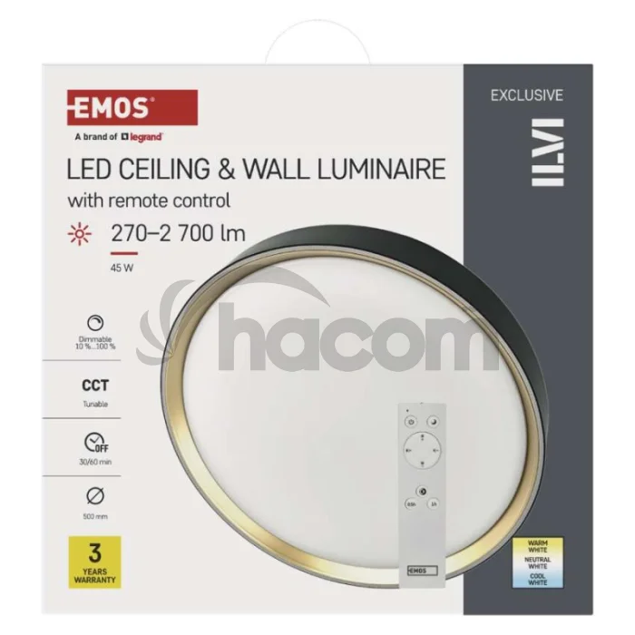 LED nástenné svietidlo ILVI, kruhové 45 W, stmievanie + CCT, čierna + šampanská