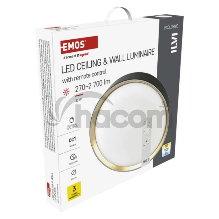 LED nástenné svietidlo ILVI, kruhové 45 W, stmievanie + CCT, čierna + šampanská