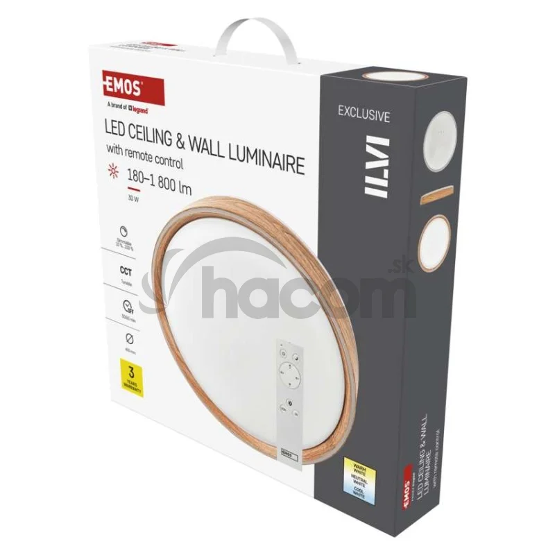 LED nástenné svietidlo ILVI, kruhové 30 W, stmievanie + CCT, drevo